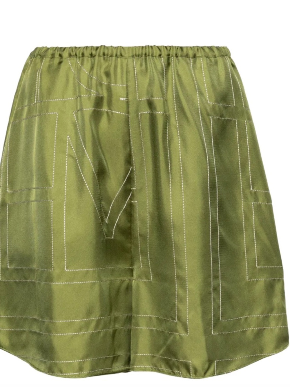 Toteme Olive Green Satin shorts  with Contrast Stitching
